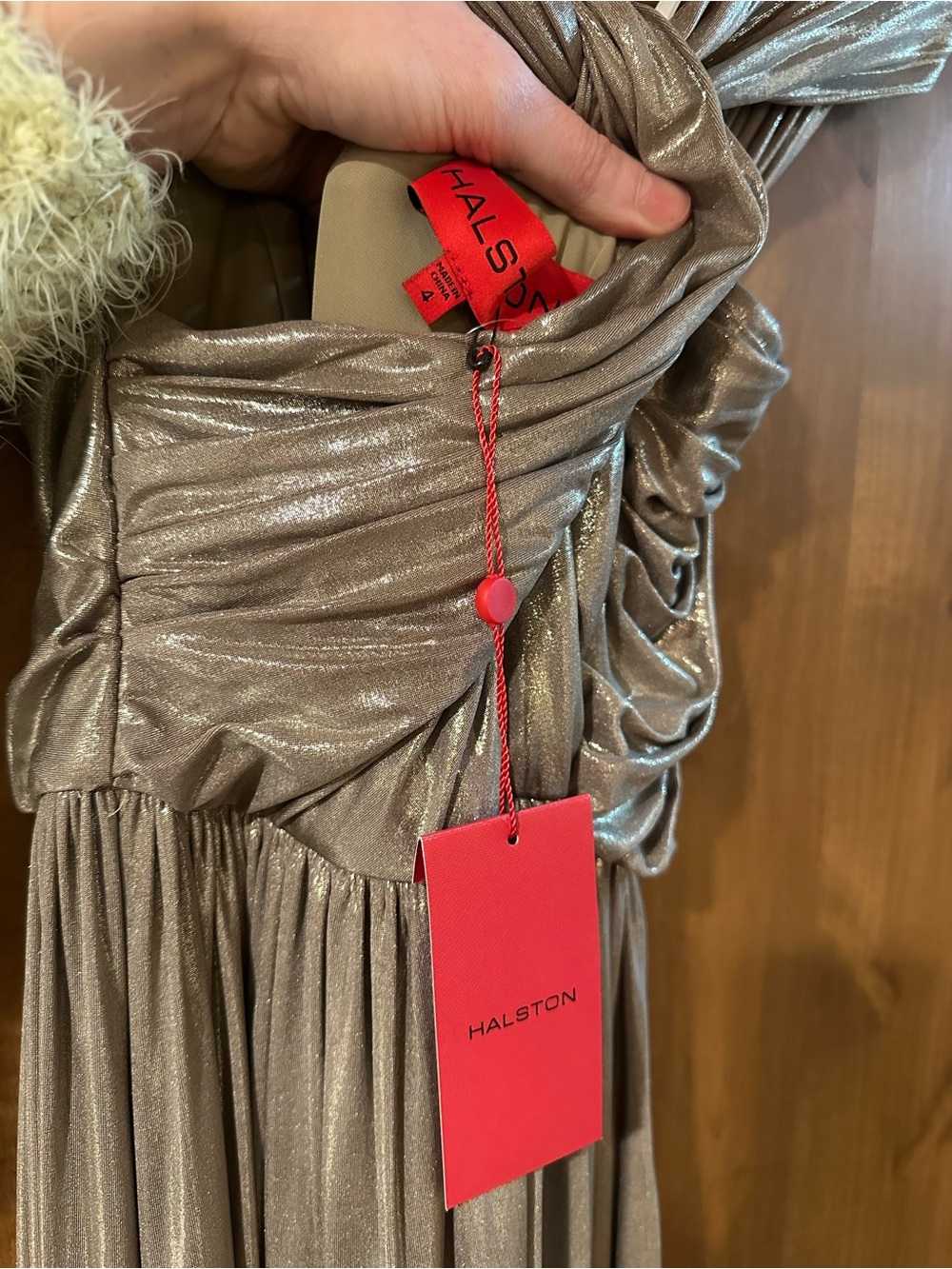 Halston Heritage Sleek Metallic Draped Maxi Gown - Picture 5 of 5